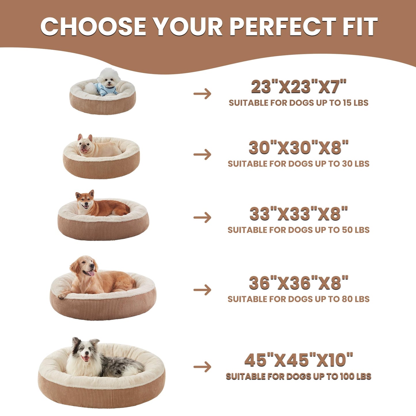 Luxury Calming Dog Bed with Soft Plush Faux Fur