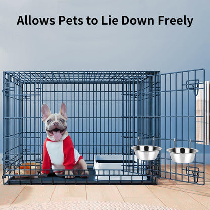 Fri4Free 2PCS Stainless Steel Hanging Kennel Water Bowls