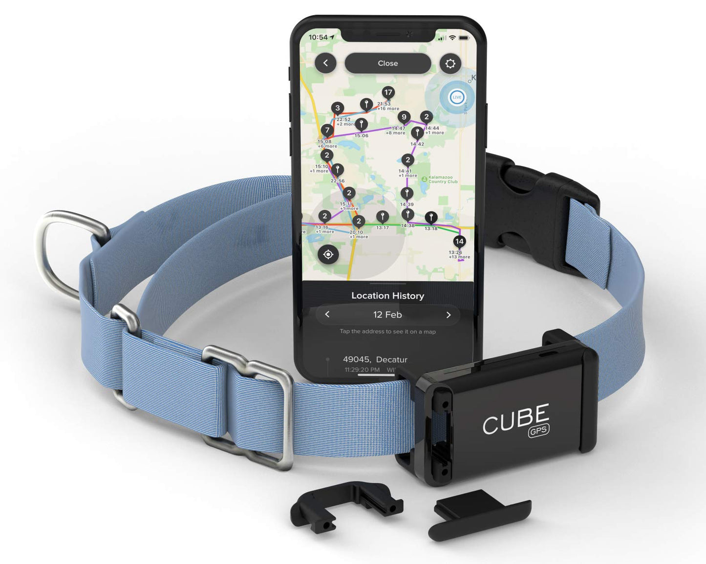Cube 3-in-1 GPS Tracking Bundle – Mini GPS Tracker + Pet Collar Clips + Hardwire Cable Charger – Real-Time Worldwide Tracking for Pets, Vehicles & Assets – Geo-Fencing, App Alerts & Long Battery Life