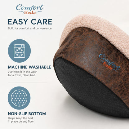 Round Cat Bed with Sherpa Lining & Bolster Support
