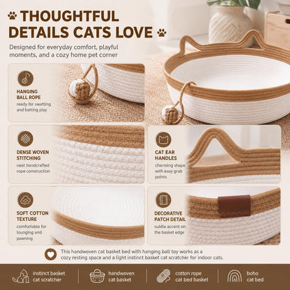 Handwoven Cat Basket Bed with Cozy Indoor Design