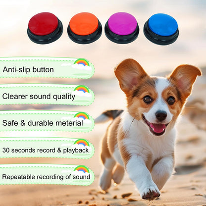 Gelabur Set of 4 Dog Buttons for Communication, Voice Recordable Buttons for Classroom, Dog Training Talking Buttons Starter Set, Pet Easy Speaking Buttons Tools