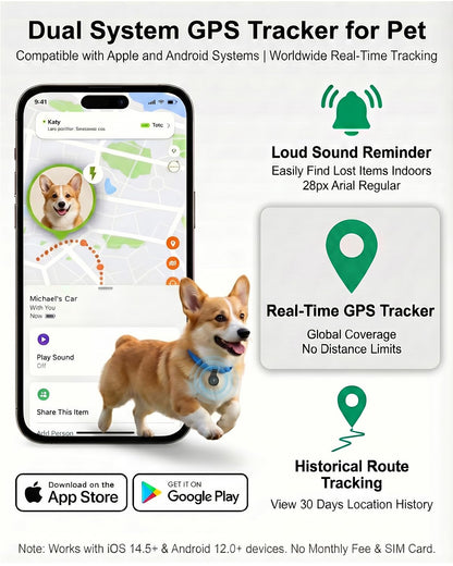 GPS Tracker for Dogs, Smart Dog Tracker with Real-Time Location