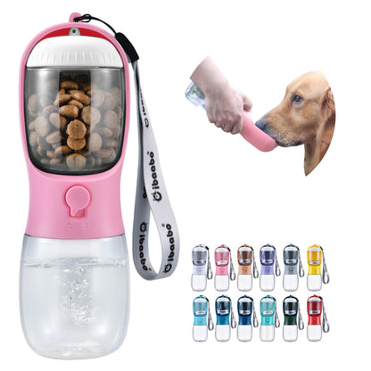 Portable Dog Water Bottle with Food Container & Filter