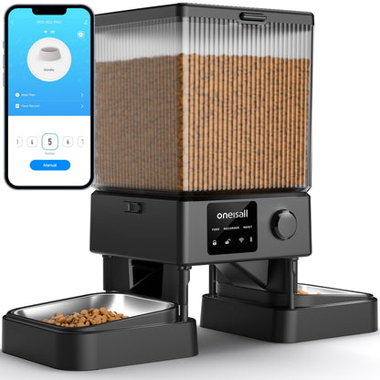oneisall Automatic Cat Feeder for 2 Cats, Automatic Cat Food Dispenser for 2 Cats Small Pets, 20 Cups/5L