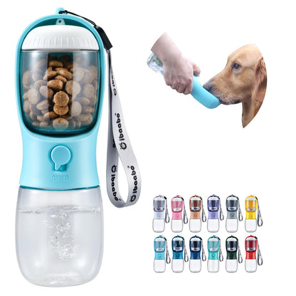 Portable Dog Water Bottle with Food Container & Filter