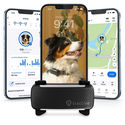 Tractive Smart Dog GPS Tracker | Live Pet Tracker with Virtual Fence | Vital Signs Monitoring of Heart & Respiratory Rate | Bark Monitoring | Dog Collar Attachment