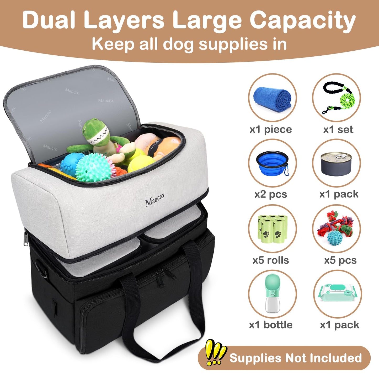 Dual Layer Dog Travel Bag for Road Trips & Camping