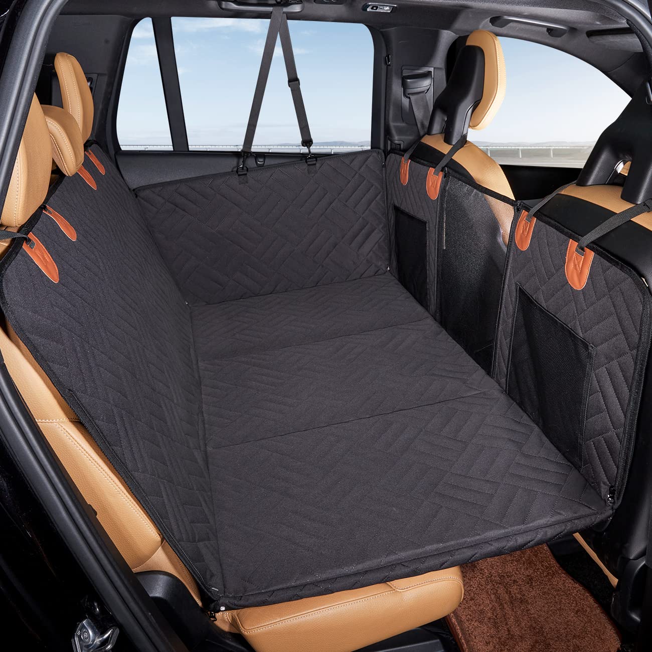 Hard Bottom Dog Car Seat Cover for Back Seat Travel
