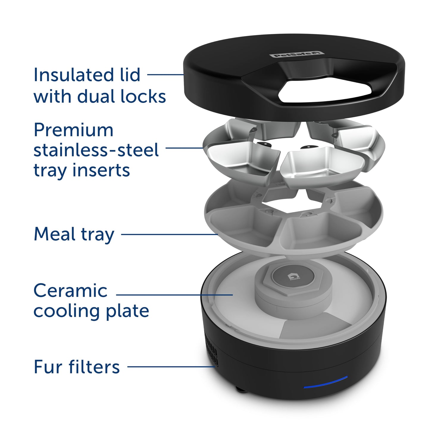 PetSafe FreshFeed Refrigerated Pet Feeder Automatic Wet Food Feeder for Cats & Small Dogs App Control 6 Fresh Meals Stainless Steel Inserts