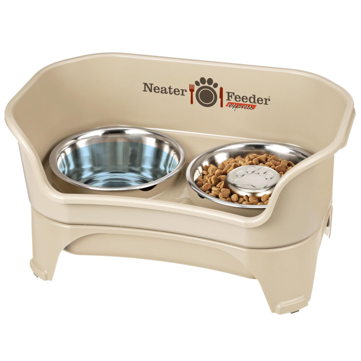 Neater Feeder - Express Model - Mess-Proof Cat & Dog Bowls – Made in USA – Elevated, No Spill, Non-Tip, Non-Slip, Raised Stainless Steel Food & Water Pet Bowls