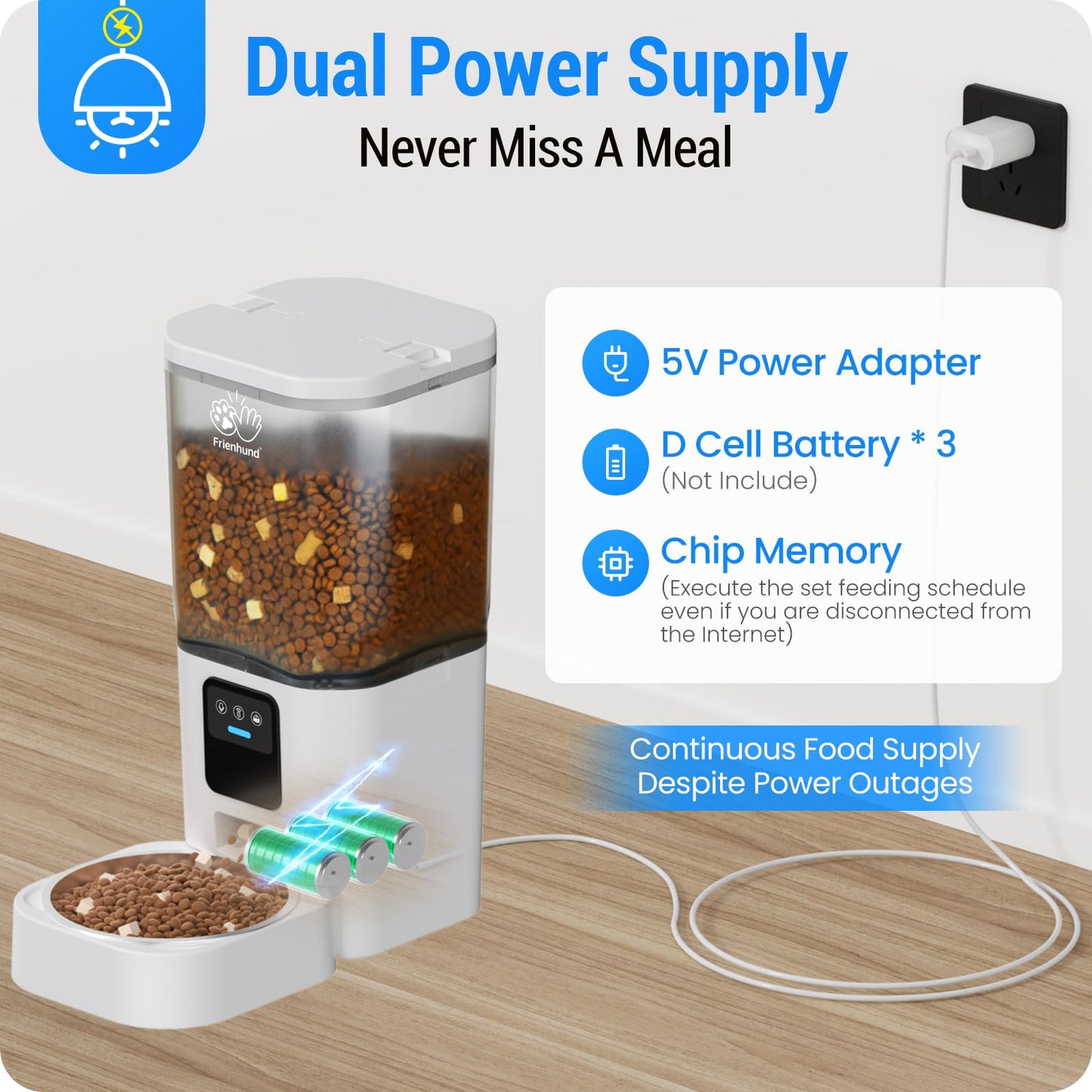 Frienhund Automatic Cat Feeder: Automatic Dog Feeder-7L Auto Cat Food Dispenser