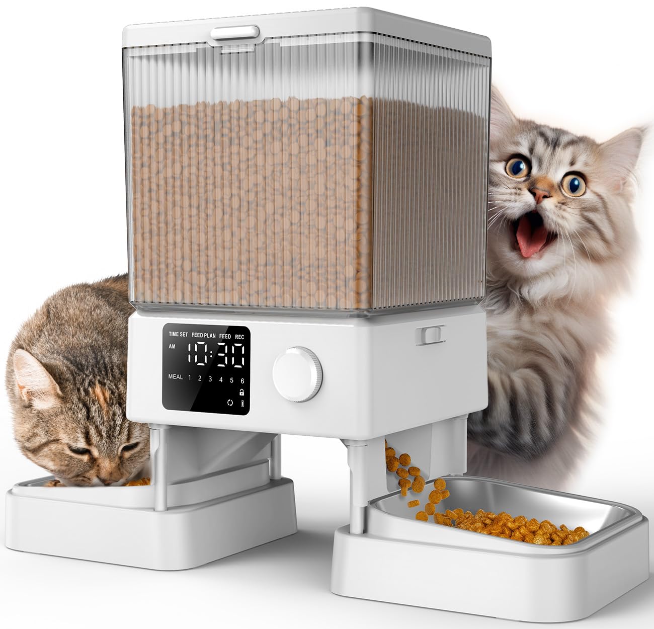 oneisall Automatic Cat Feeder for 2 Cats, Automatic Cat Food Dispenser for 2 Cats Small Pets, 20 Cups/5L