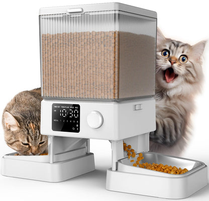 oneisall Automatic Cat Feeder for 2 Cats, Automatic Cat Food Dispenser for 2 Cats Small Pets, 20 Cups/5L