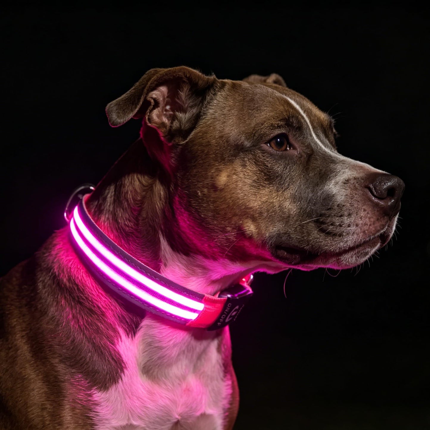 PetIsay Dog Light up Collar for Night Walking - High Visibility LED Dog Collar - Rechargeable - Waterproof - Reflective - Adjustable Lighted Glow Collars