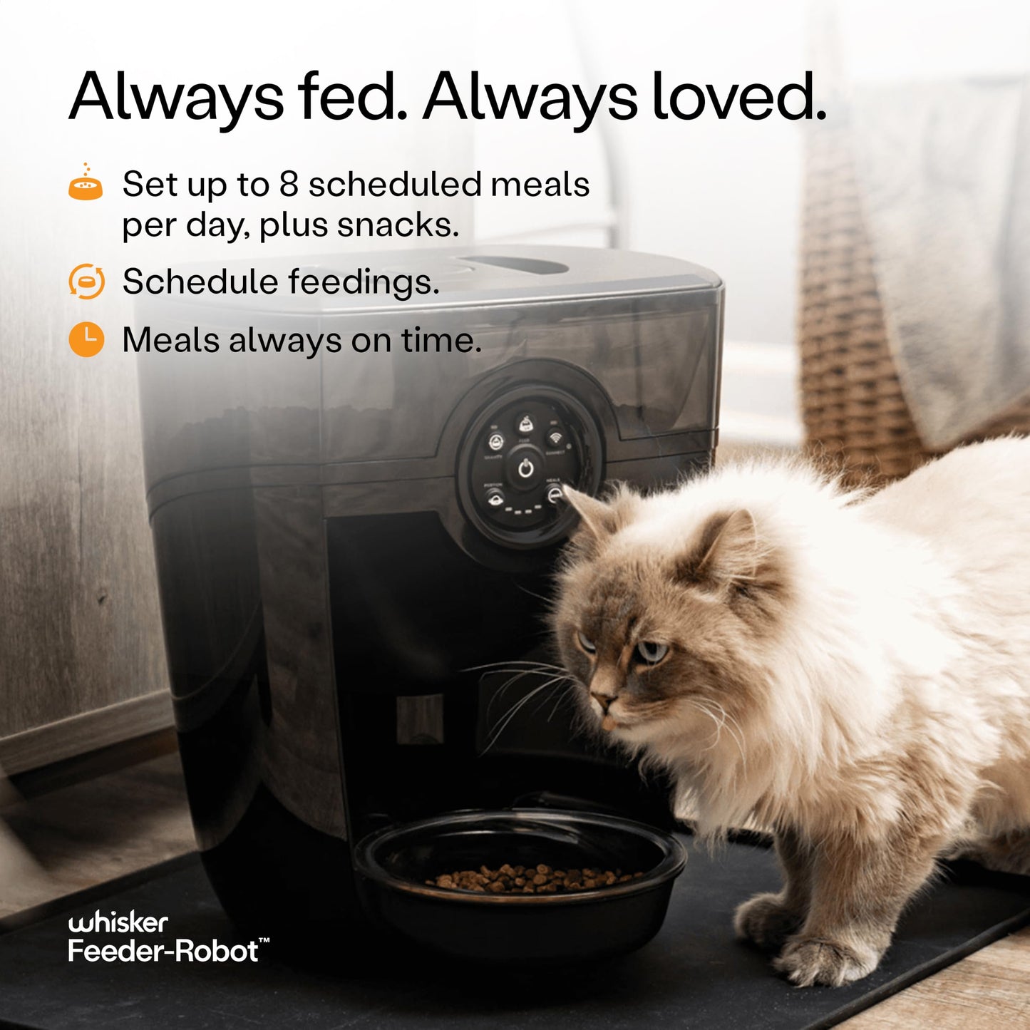 Feeder-Robot by Whisker, Smart, Automatic Pet Feeder, Feed Your Cat or Dog from Anywhere, Designed and Assembled in USA