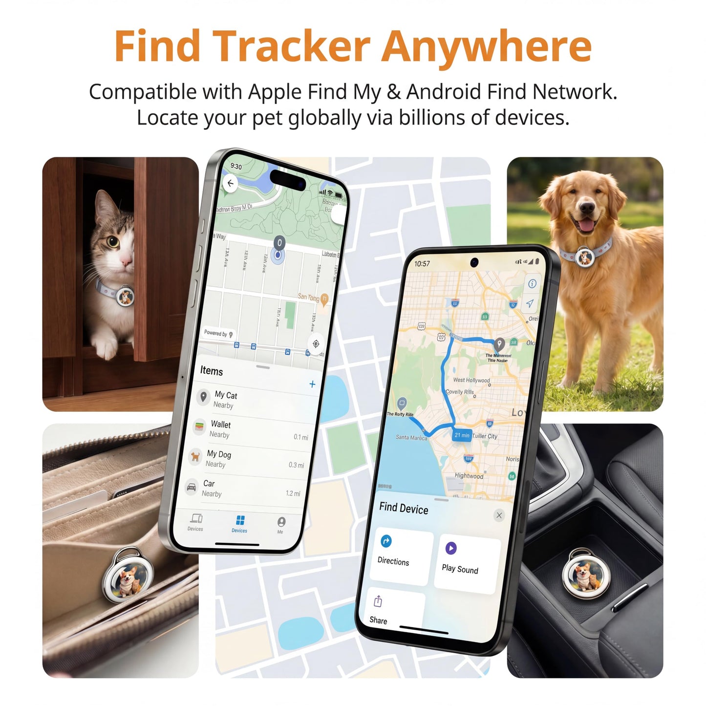 GPS Pet Tracker for Dogs & Cats White