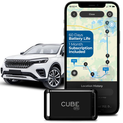 Cube 3-in-1 GPS Tracking Bundle – Mini GPS Tracker + Pet Collar Clips + Hardwire Cable Charger – Real-Time Worldwide Tracking for Pets, Vehicles & Assets – Geo-Fencing, App Alerts & Long Battery Life
