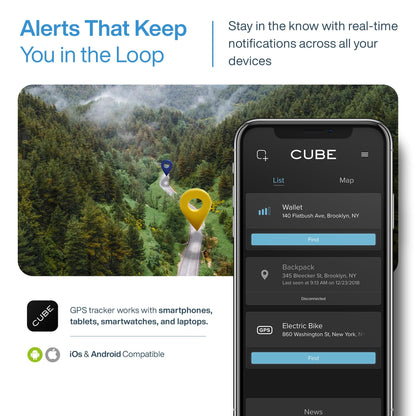 Cube 3-in-1 GPS Tracking Bundle – Mini GPS Tracker + Pet Collar Clips + Hardwire Cable Charger – Real-Time Worldwide Tracking for Pets, Vehicles & Assets – Geo-Fencing, App Alerts & Long Battery Life