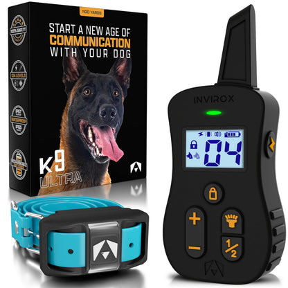 INVIROX Ultra K9 Dog Shock Collar, 124 Levels, Night Light, IP67 Waterproof