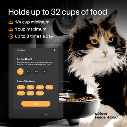 Feeder-Robot by Whisker, Smart, Automatic Pet Feeder, Feed Your Cat or Dog from Anywhere, Designed and Assembled in USA