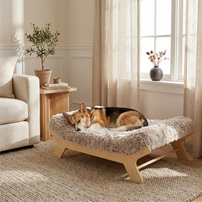 Muihood Elevated Wood Dog Bed Frame with Foam Mattress