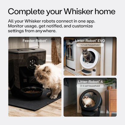 Feeder-Robot by Whisker, Smart, Automatic Pet Feeder, Feed Your Cat or Dog from Anywhere, Designed and Assembled in USA