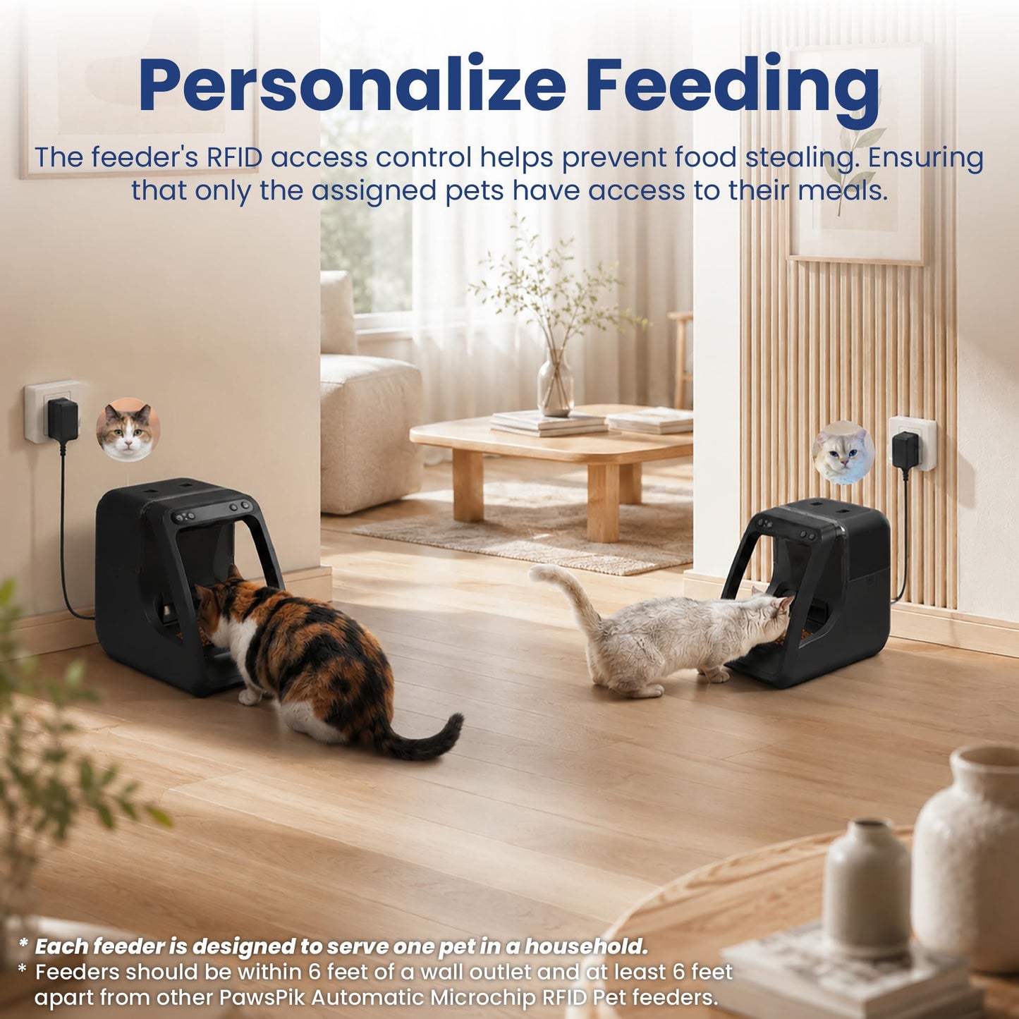 PawsPik Automatic Microchip RFID Cat Feeder,16-Cup, ISO Microchip & PawsPik RFID Tag Compatible, App Control, Portion Control