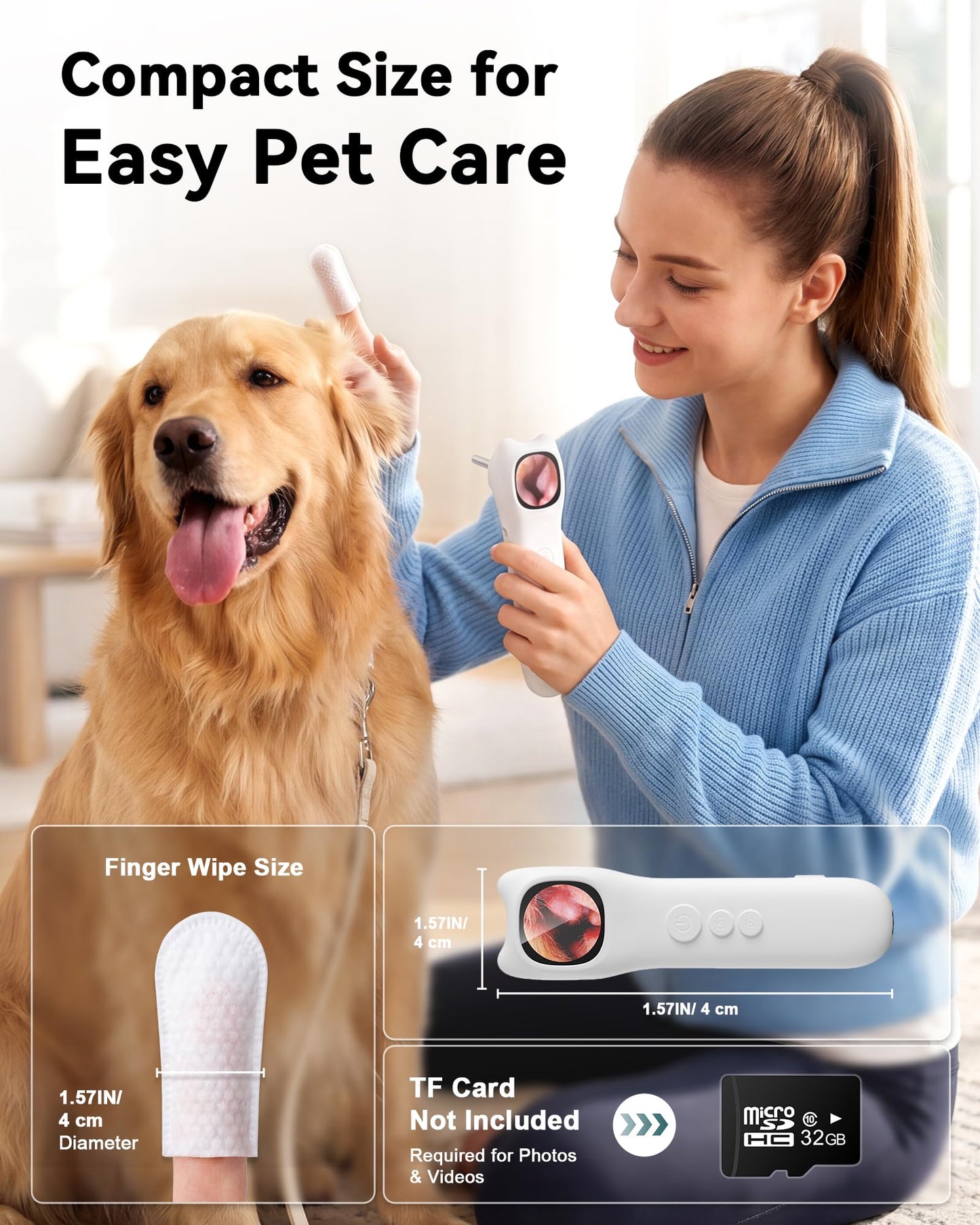 Pet Ear Cleaning Camera Kit with Screen