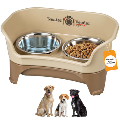 Neater Feeder - Express Model - Mess-Proof Cat & Dog Bowls – Made in USA – Elevated, No Spill, Non-Tip, Non-Slip, Raised Stainless Steel Food & Water Pet Bowls