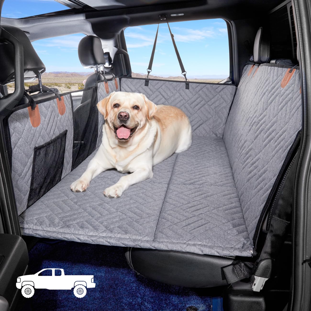 Hard Bottom Dog Car Seat Cover for Back Seat Travel