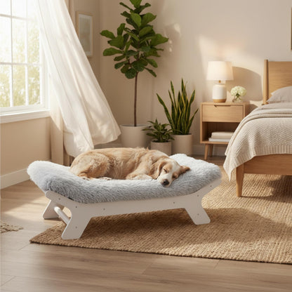 Muihood Elevated Wood Dog Bed Frame with Foam Mattress