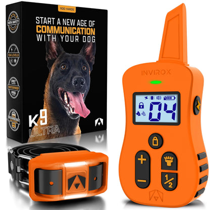 INVIROX Ultra K9 Dog Shock Collar, 124 Levels, Night Light, IP67 Waterproof