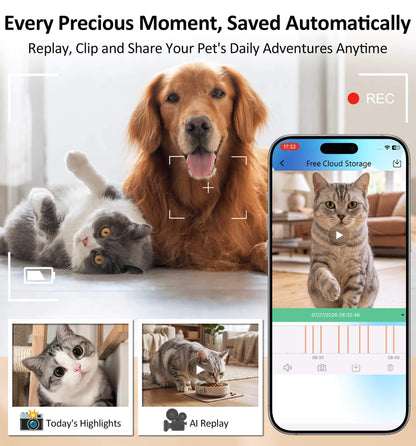 onlypet Pet Camera Indoor with Phone App, AI Pet Cam Robot for Cats & Dogs