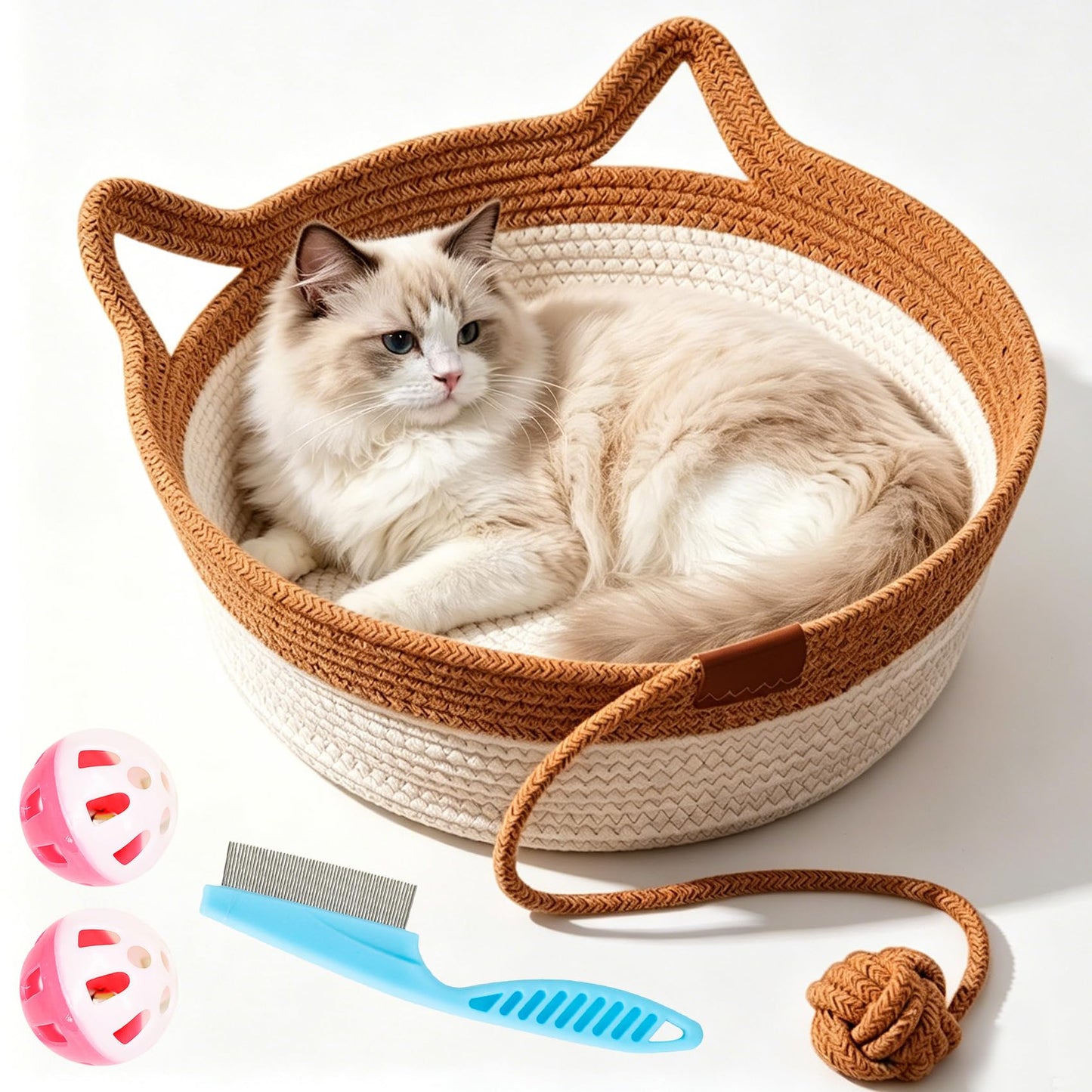 Handwoven Cat Basket Bed with Cozy Indoor Design