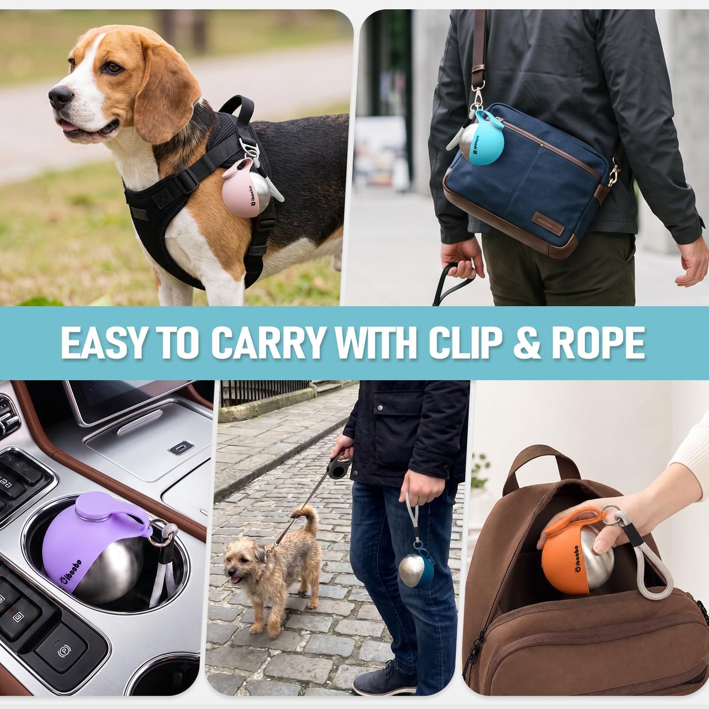 Portable Dog Water Bottle with Collapsible Bowl
