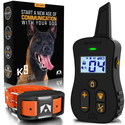 INVIROX Ultra K9 Dog Shock Collar, 124 Levels, Night Light, IP67 Waterproof