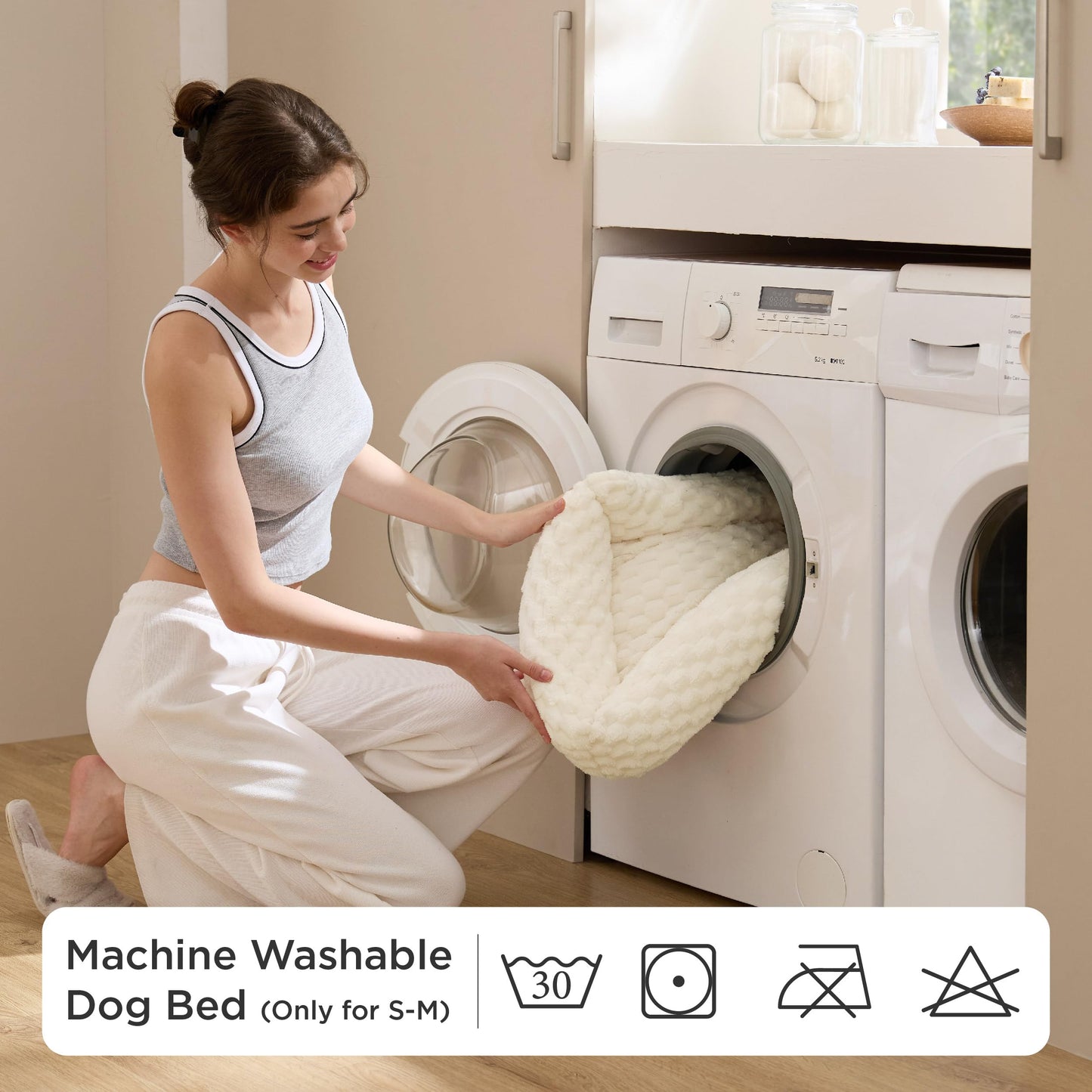 Fluffy Washable Dog Bed for Small & Medium Dogs
