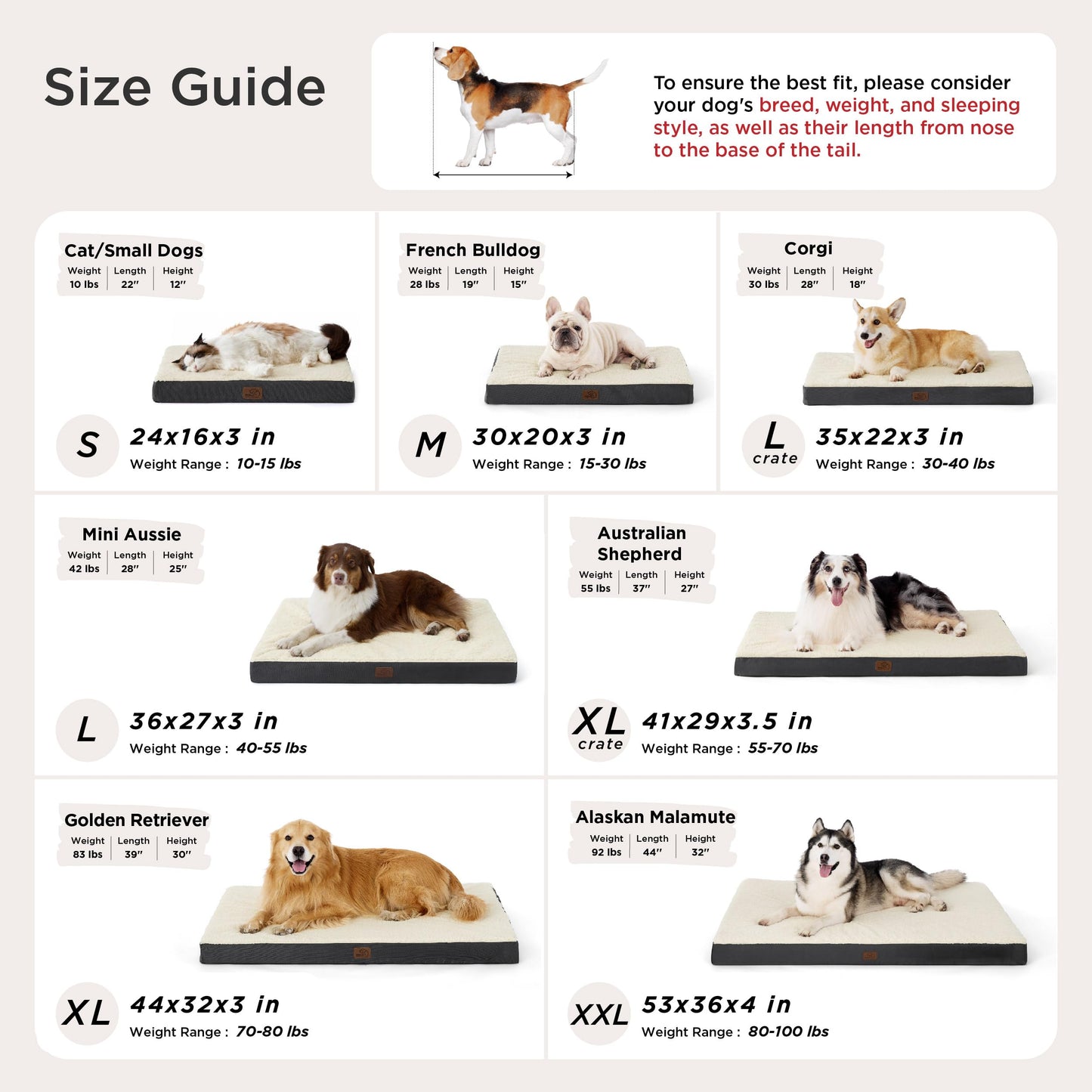 Washable Sherpa Dog Bed for Large Dogs
