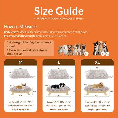 Muihood Elevated Wood Dog Bed Frame with Foam Mattress