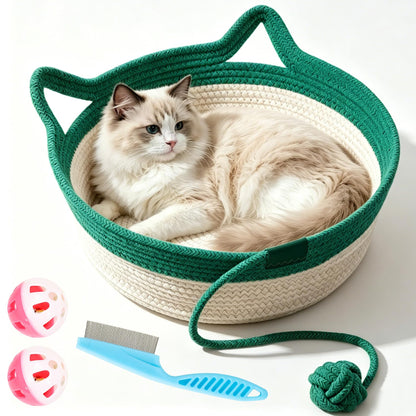 Handwoven Cat Basket Bed with Cozy Indoor Design