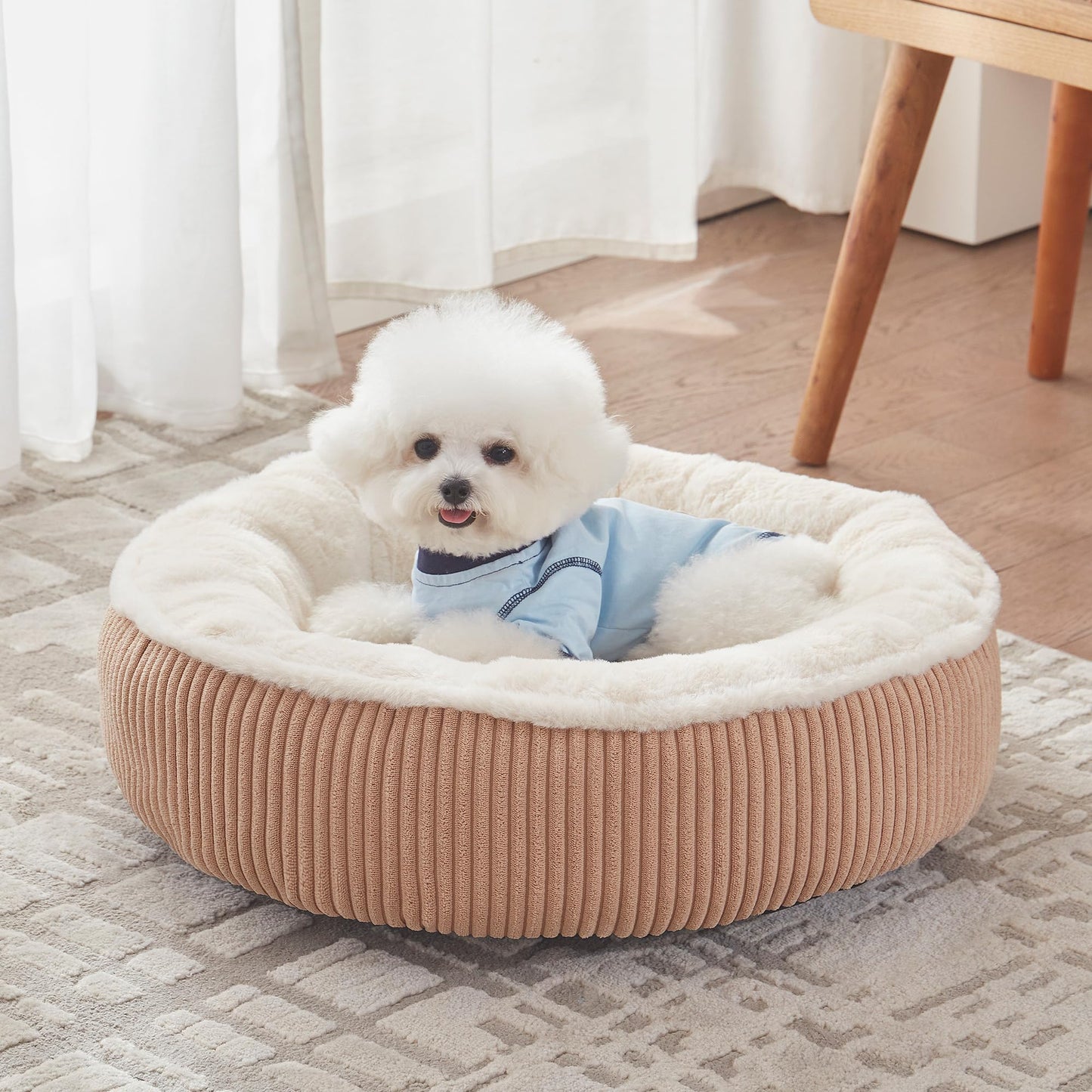 Luxury Calming Dog Bed with Soft Plush Faux Fur