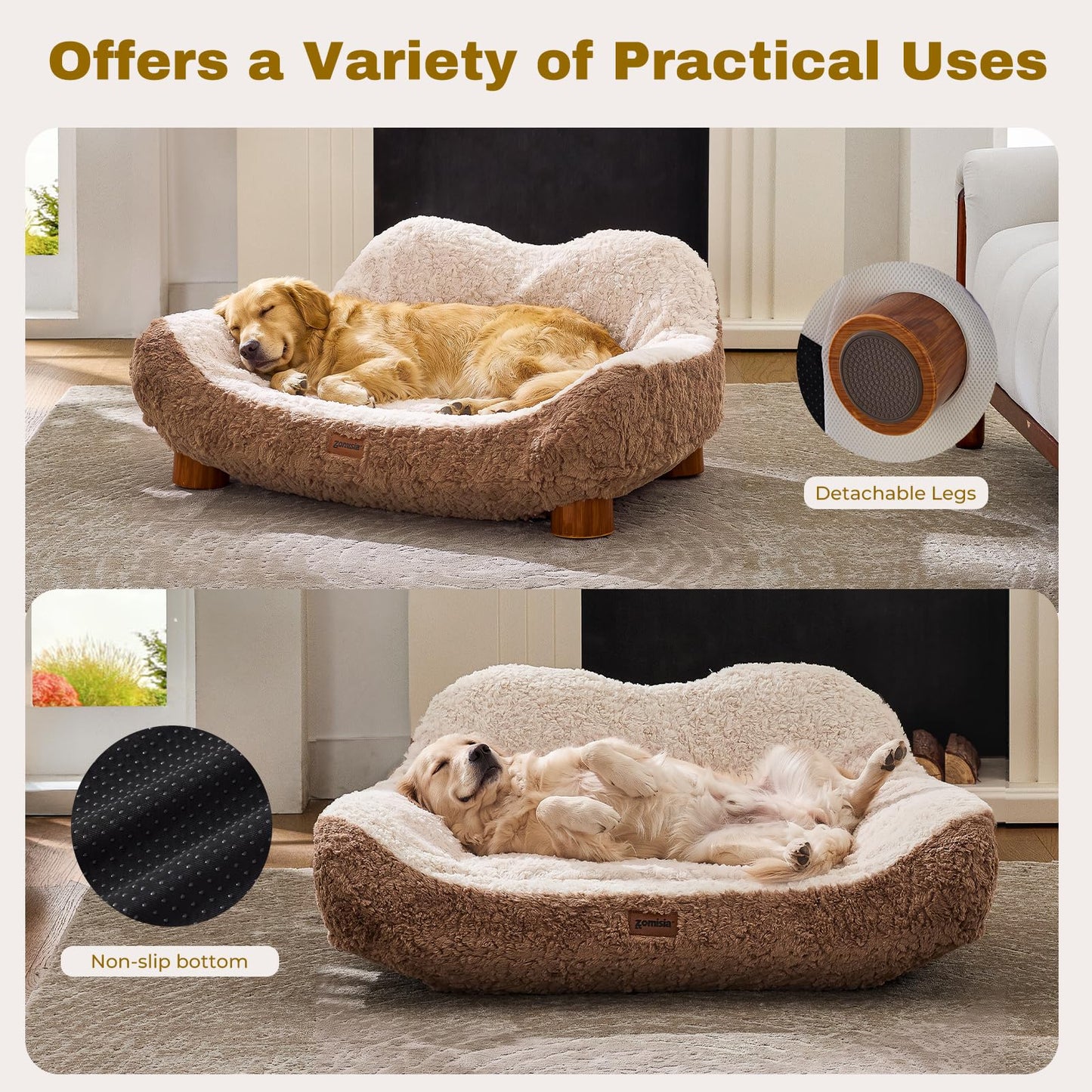 Modern Dog Sofa with Wooden Legs
