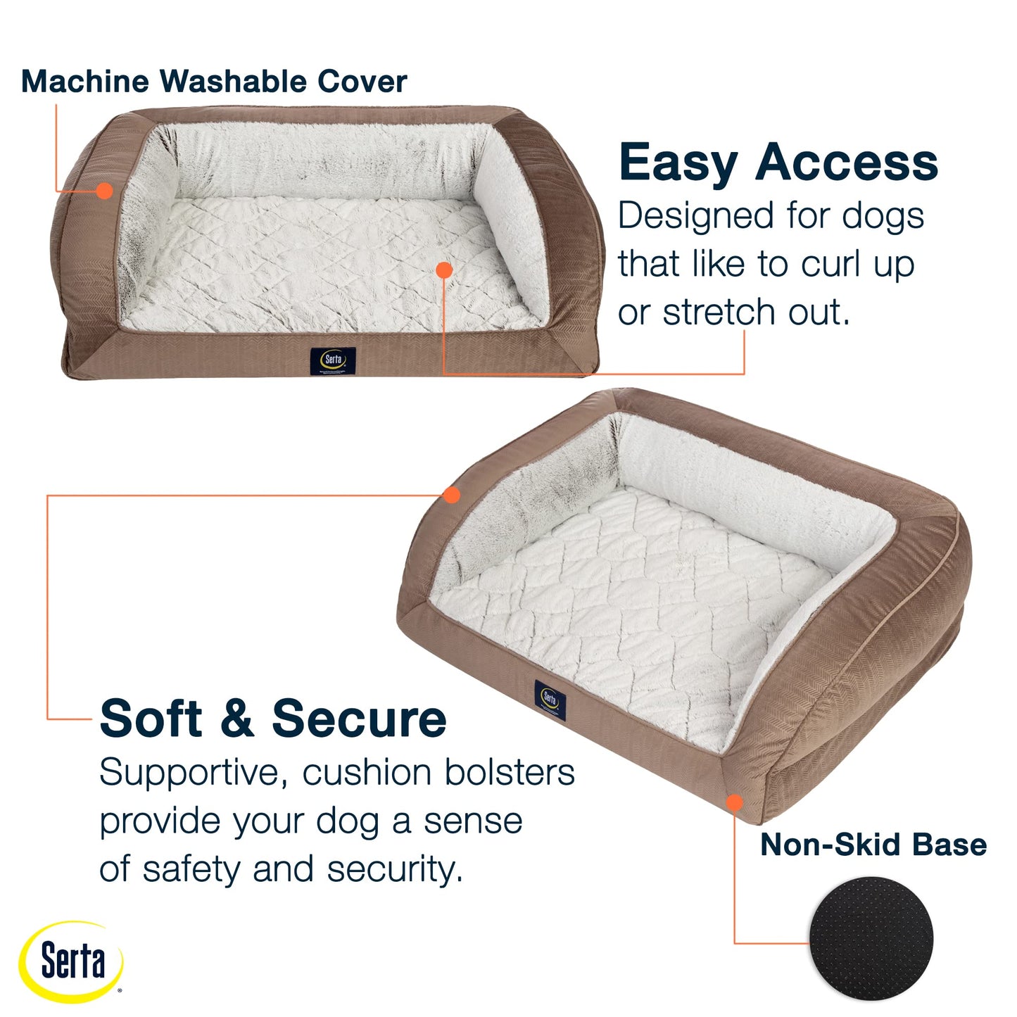 Serta Orthopedic Quilted Couch Dog Bed for Pets