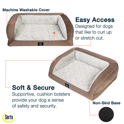 Serta Orthopedic Quilted Couch Dog Bed for Pets