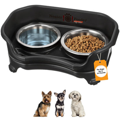 Neater Feeder - Express Model - Mess-Proof Cat & Dog Bowls – Made in USA – Elevated, No Spill, Non-Tip, Non-Slip, Raised Stainless Steel Food & Water Pet Bowls