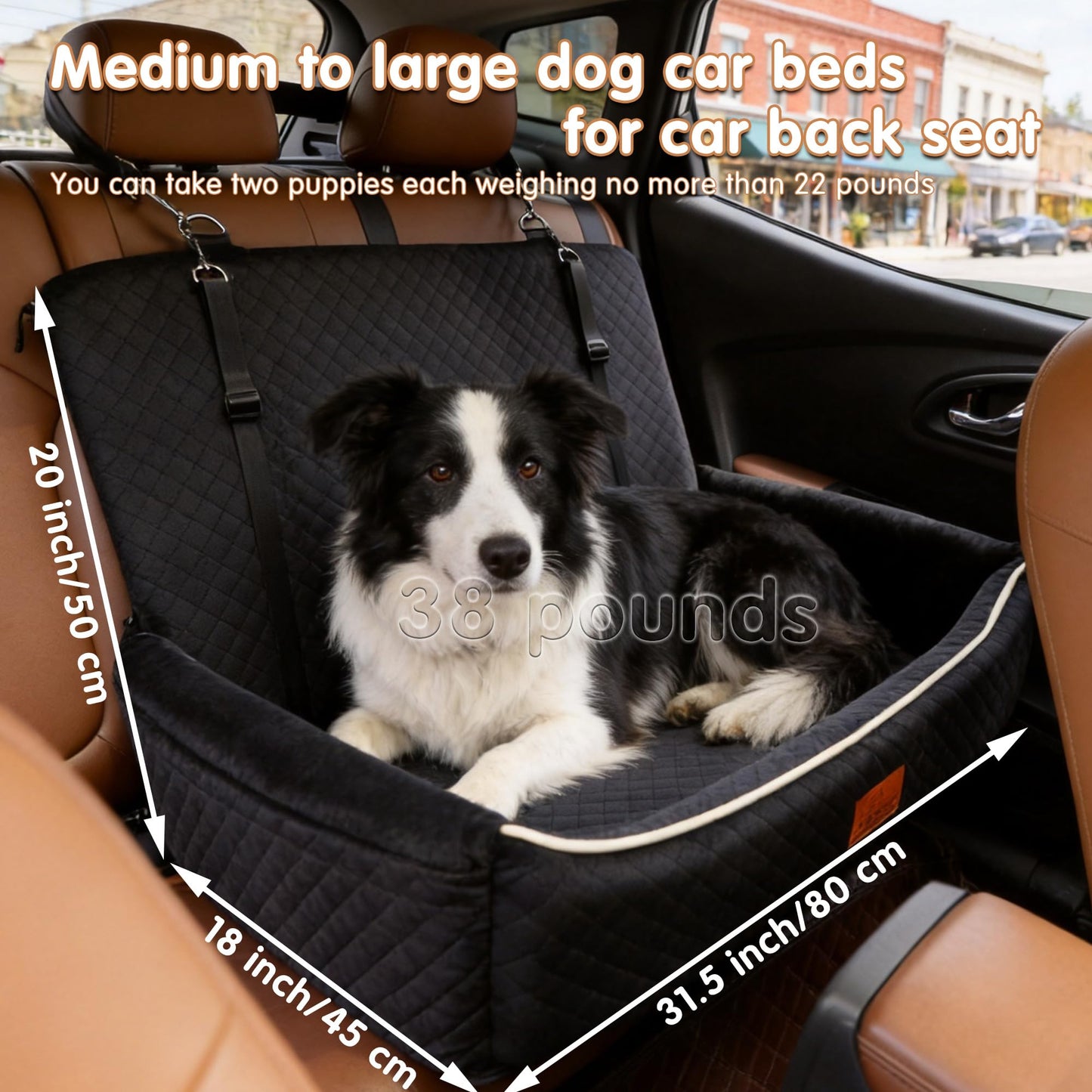 Dog Travel Car Seat-Bed for Medium&Large Pets