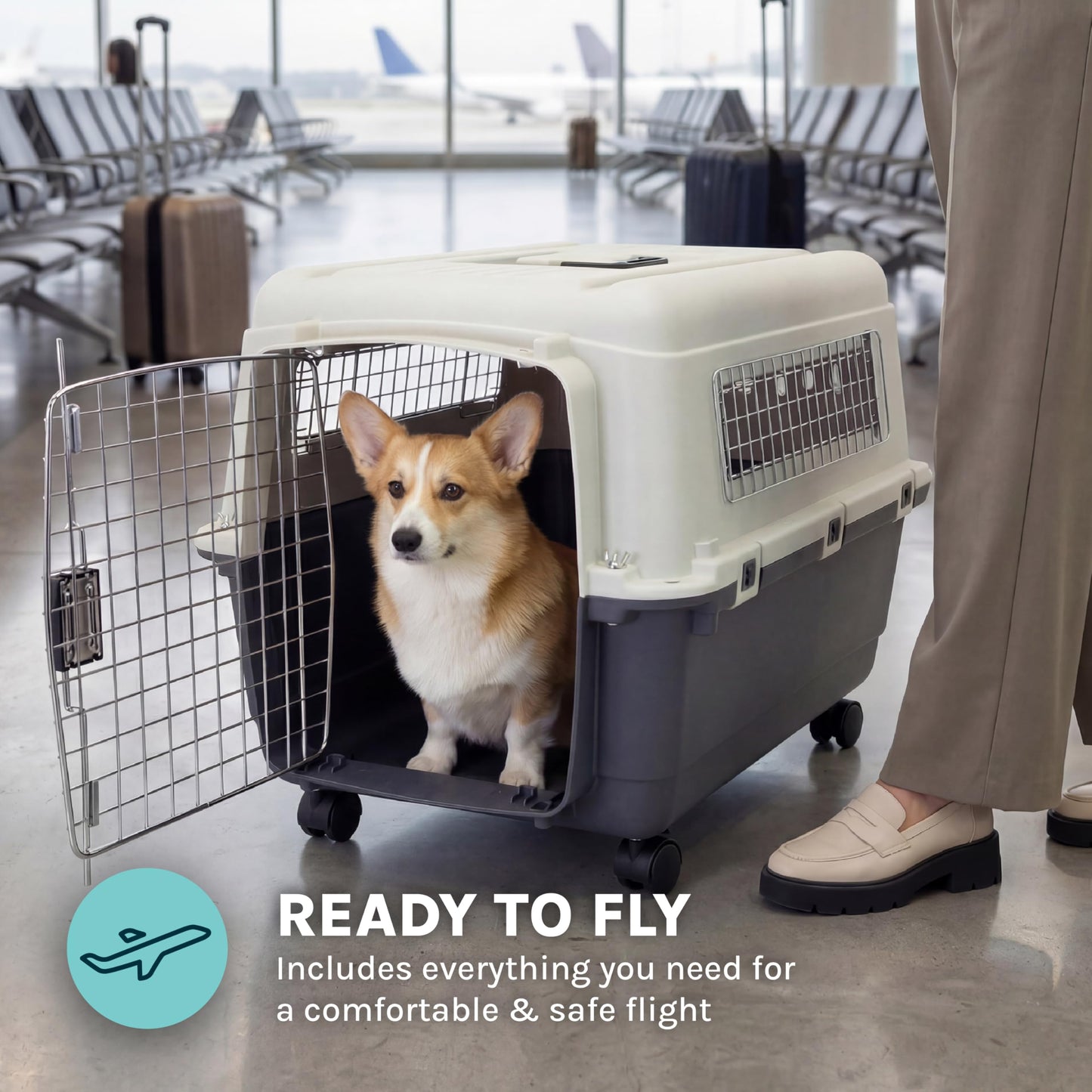 Airline Approved Dog Travel Kennel for Indoor & Outdoor Use