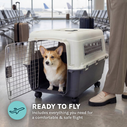Airline Approved Dog Travel Kennel for Indoor & Outdoor Use