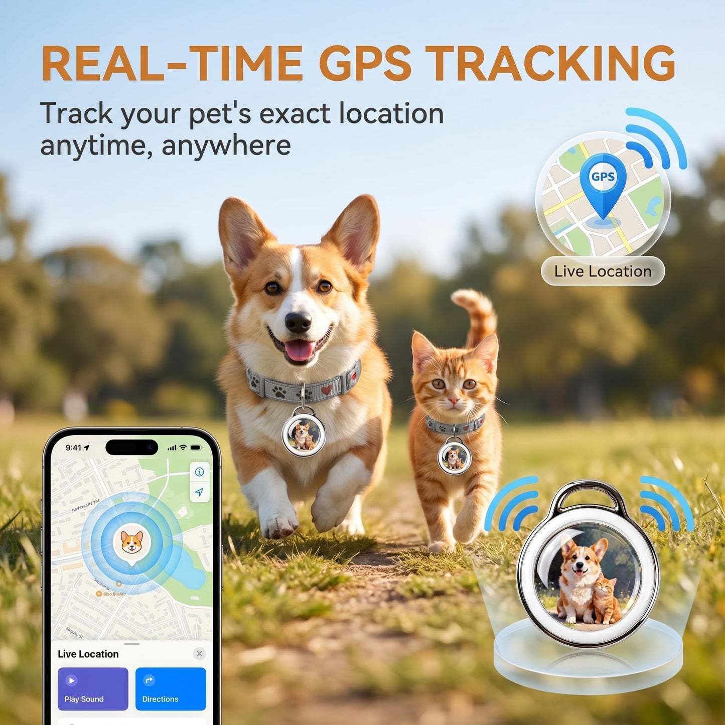 GPS Pet Tracker for Dogs & Cats White